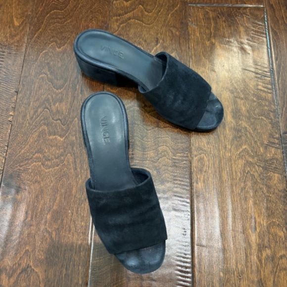 VINCE RACHELLE-2 Navy blue SUEDE mules sandals ITALY - Picture 5 of 7